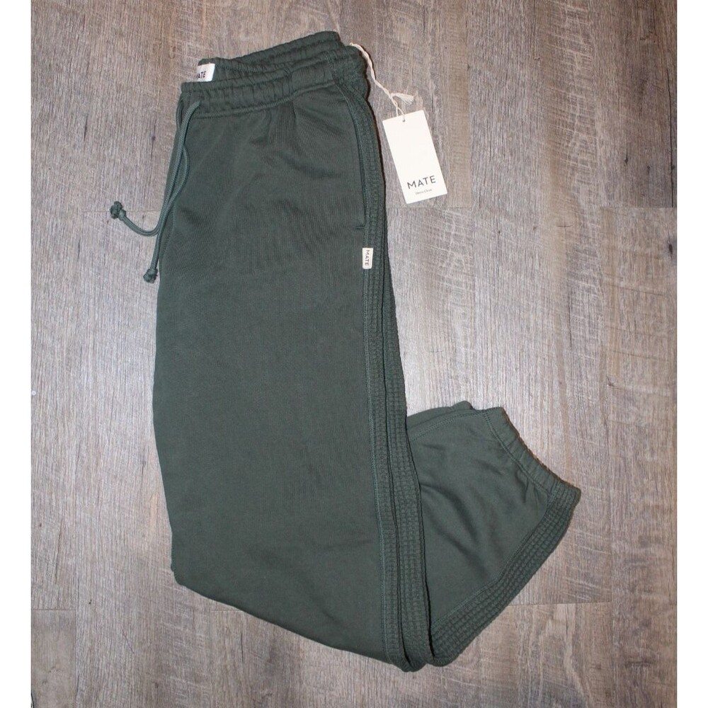 MATE THE LABEL WOMEN'S ORGANIC COTTON WAFFLE FLEECE JOGGER CYP GREEN SZ M NWT